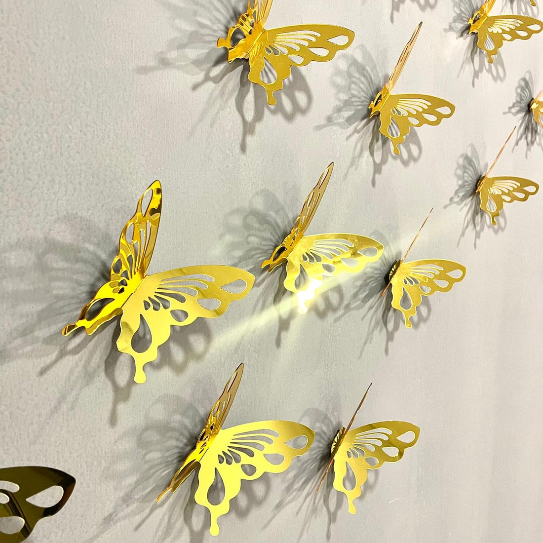 3D Golden Mini Mirror Butterfly Set – Elegant Wall Decor Accent